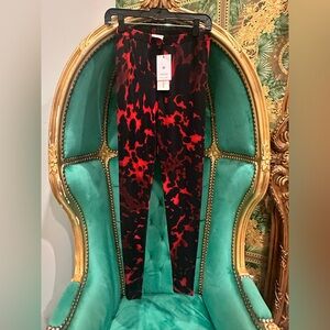 Dries Van Noten Red and Black Leggings, Size Small, NWT